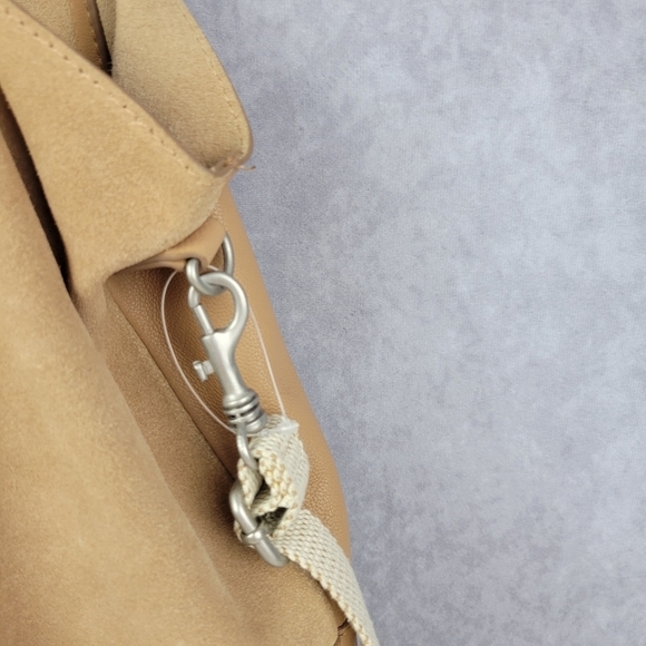 Lucky Brand Leather Suede Large Deep Shoulder Bag In Walnut cream - Picture 8 of 12